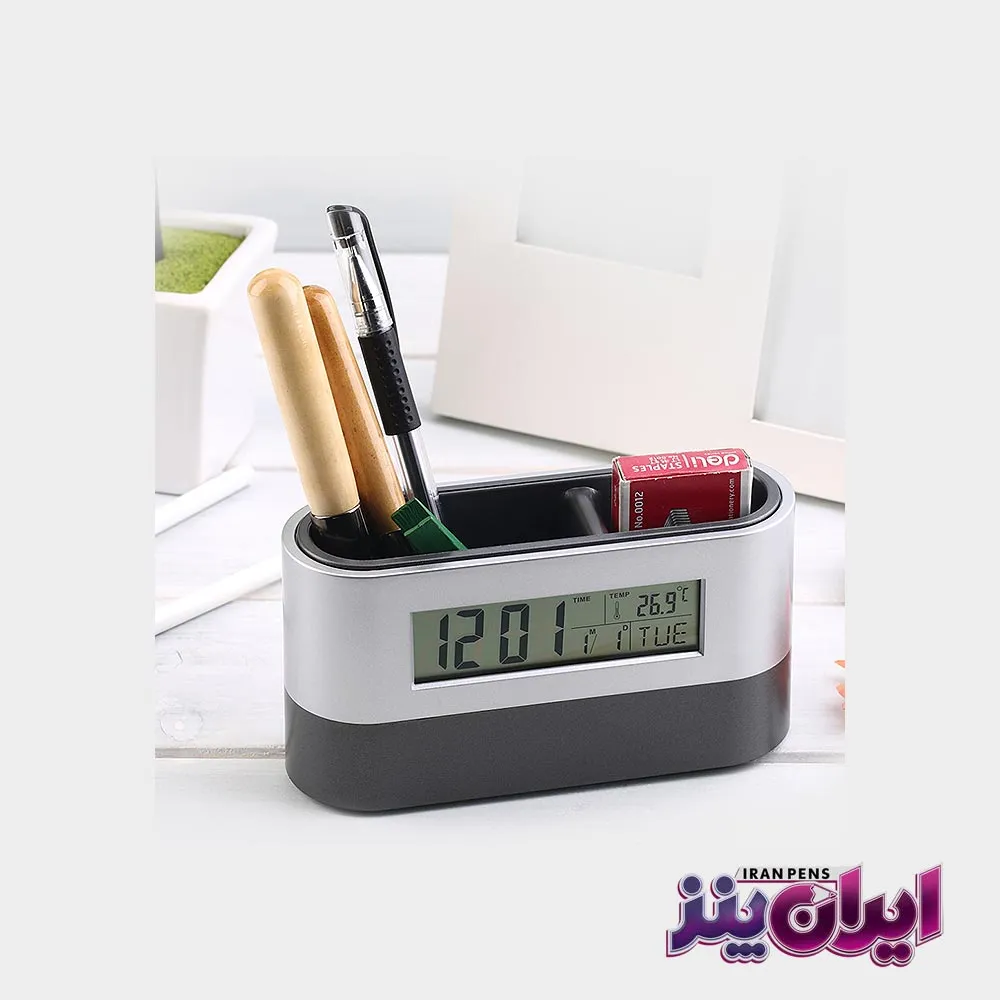 جاقلمی رومیزی ساعت دار